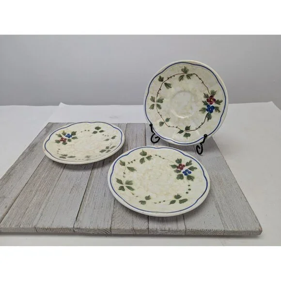 LongChamps France Nemours Set of 3 Saucers Plates Vintage 6 1/2” Hand Painted - Picture 1 of 8